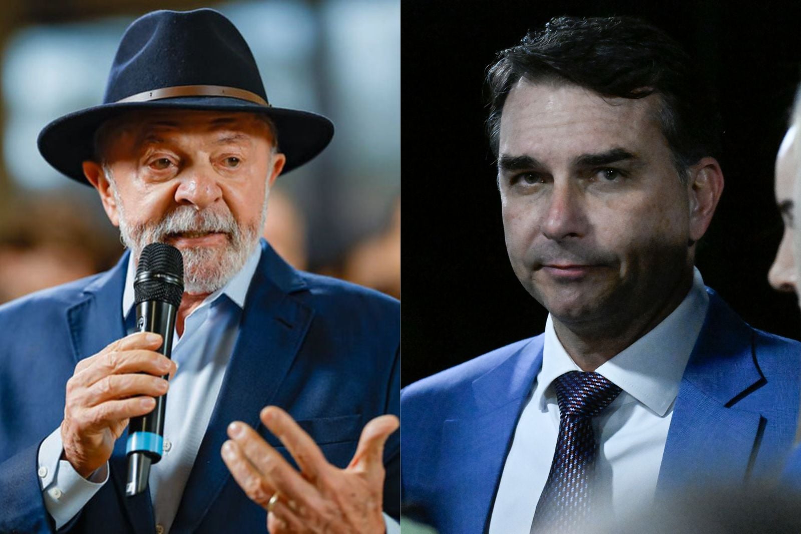 Lula (PT) e Flávio Bolsonaro (PL). Fotos: Ricardo Stuckert e Carlos Moura/Agência Senado